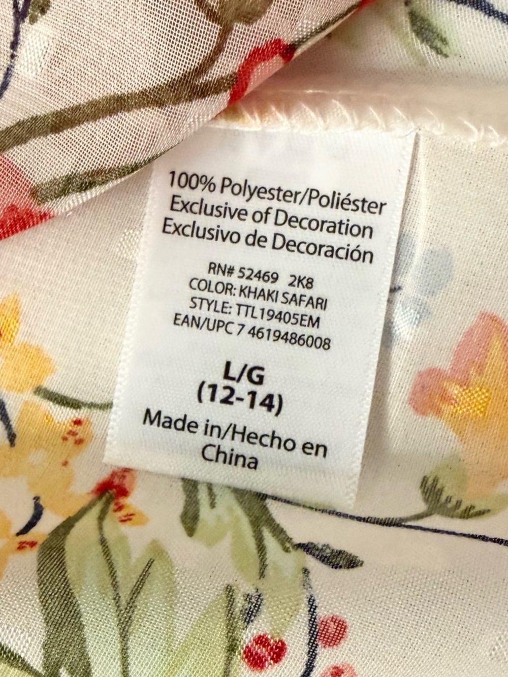 Time and Tru Ivory Floral Tie-Front Peasant Blouse with Red Tassels - Picture 9 of 10